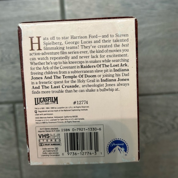 Indiana Jones trilogy VHS boxed set trilogy collector’s edition raiders lost ark - Picture 6 of 13